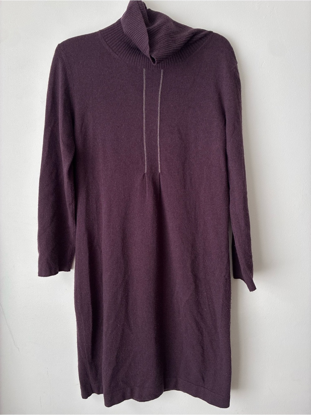 Fabiana Filipi Dress Women’s 8 Plum Turtleneck Sweater Dress Wool Cashmere Silk